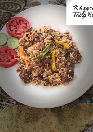 A picture of Smokey minced meat rice.