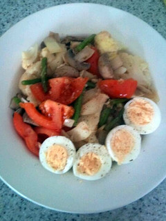 A picture of vegetable breakfast.