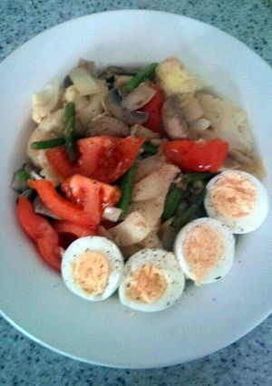 A picture of vegetable breakfast.