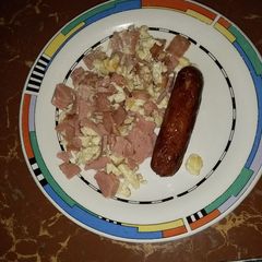 A picture of BeefBrawns,Eggs and pork sausage.
