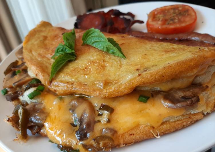 Steps to Cook Super Quick Fluffy Cheese and Mushroom Omelette