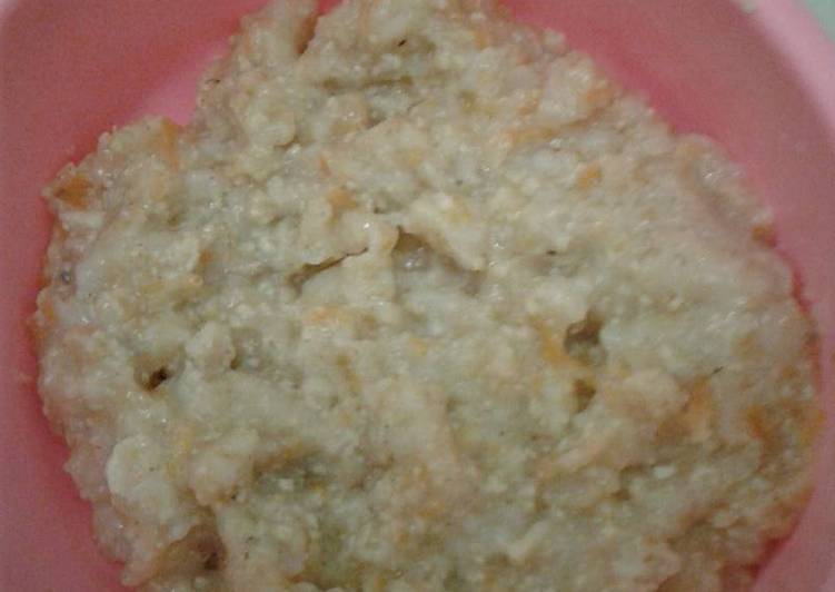 MPASI 7+ bubur tempe wortel kaldu sapi