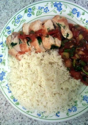 A picture of rice&chicken,i created this my self.not sure what name to give.lol.