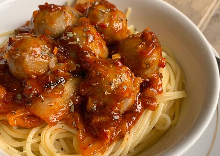 Kimchi Meatball Spagheti