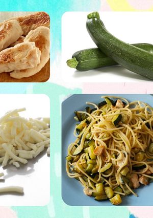 Une photo de Spaghettis poulet courgette mozza