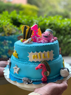 Una foto de Torta temática, fondo del mar