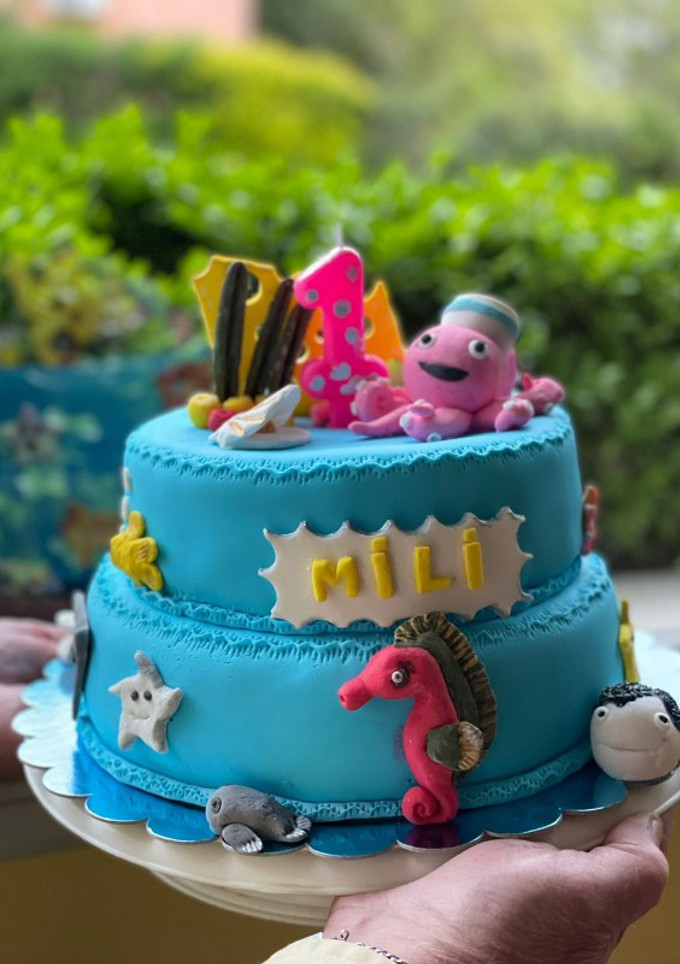 Una foto de Torta temática, fondo del mar