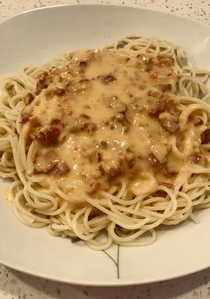 Una foto de Spaghettini a la carbonara