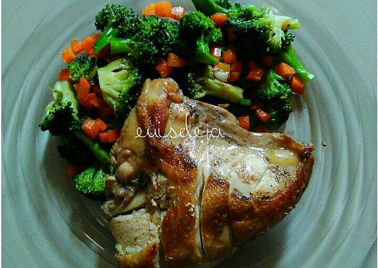 #GMdietDay6 ayam panggang teflon + sayuran 🍗🍗🍗
