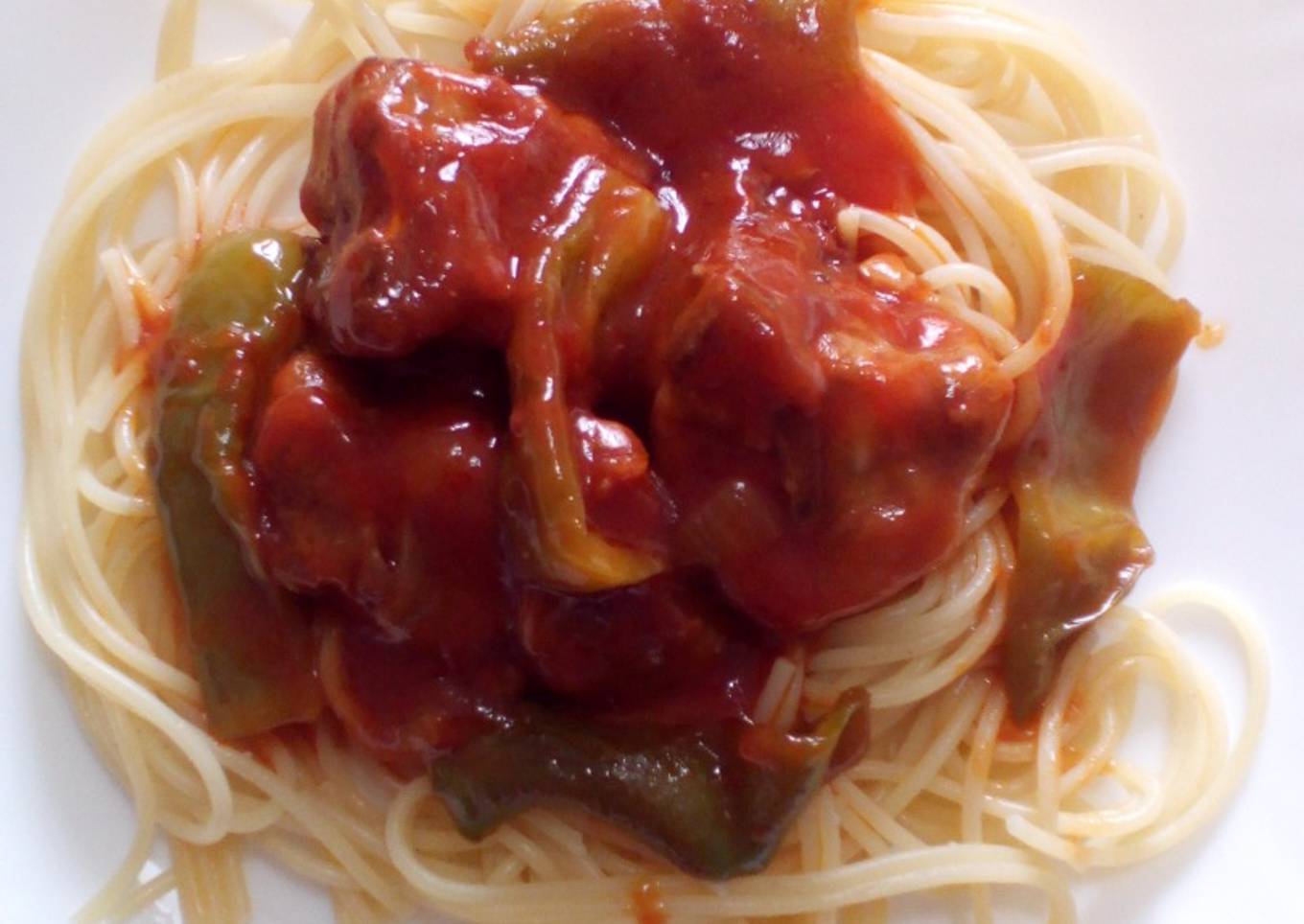Spaghetti With Pork Chunks