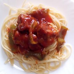 Spaghetti With Pork Chunks A picture of Spaghetti With Pork Chunks.