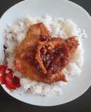 Milanesa de pollo con Cebollas Acaramelizadas