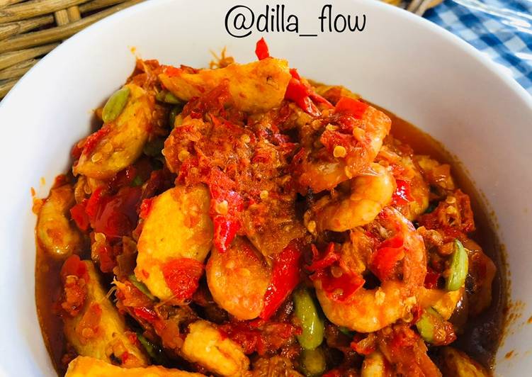 Resep Udang Pete Balado Merah, Lezat