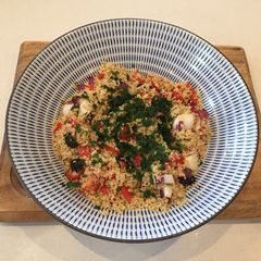 Store cupboard/fridge couscous salad A picture of Store cupboard/fridge couscous salad.