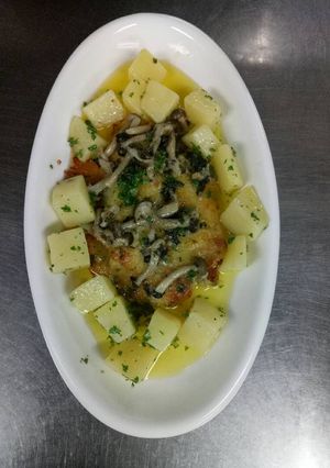 Foto resep Ikan tilapia gratined w/ parmesan mushroom& potato