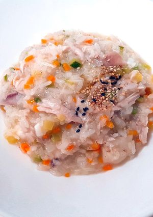 Foto resep Bubur Ayam Korea, Pakai ketan