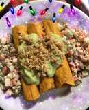 Taquitos rellenos de pollito con salsa de aguacate 🤗 #RecetasNavidad