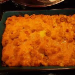 A picture of Joes' chicken mac & cheese.