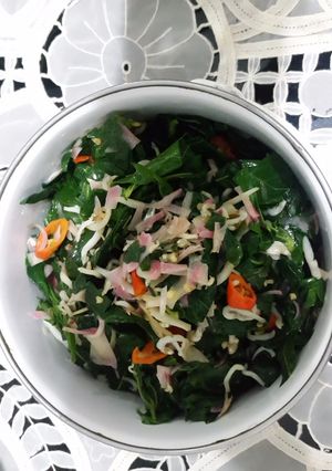 Foto resep Tumis Daun Singkong Kecombrang Teri Medan