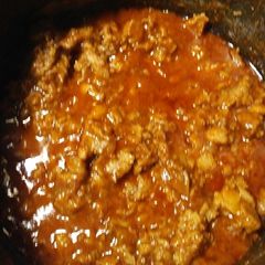 A picture of Chopped Pork in a Sauce.