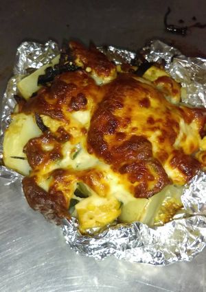 Una foto de Papa al horno, papa de pollo