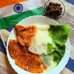 Tiranga Neer Dosa (with natural colours) A picture of Tiranga Neer Dosa (with natural colours).