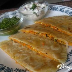 A picture of Stuffed carrot paneer paratha.