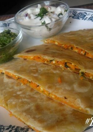 A picture of Stuffed carrot paneer paratha.