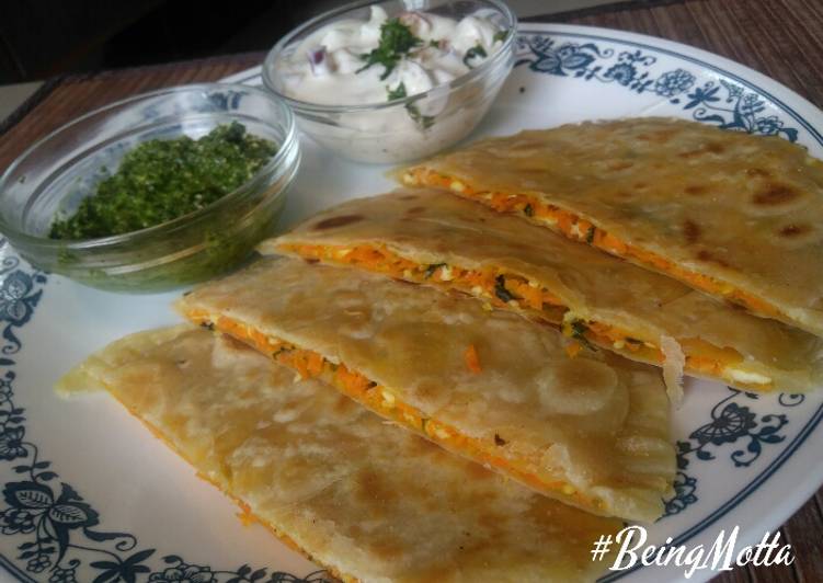 Steps to Prepare Super Quick Stuffed carrot paneer paratha