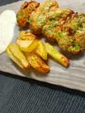 Nuggets de pollo, brócoli, y zanahoria en airyfryer