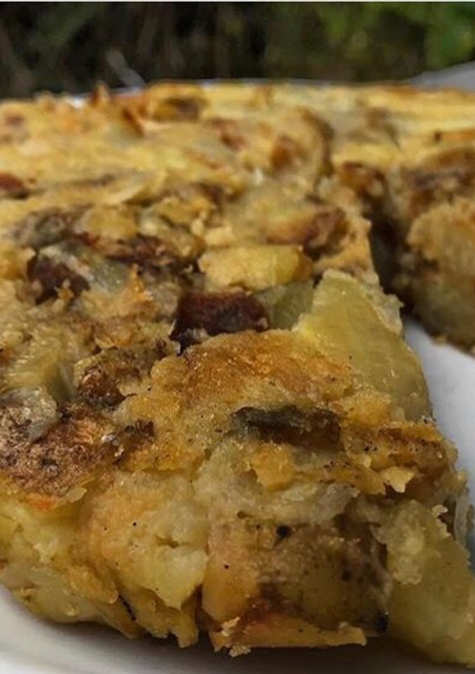 Una foto de Tortilla de papa vegana