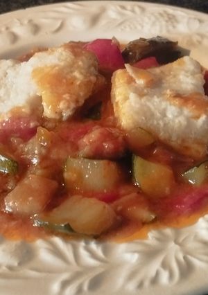 Una foto de Bacalao con "Sanfaina"