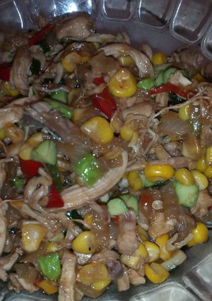 Foto resep ayam suir pete jagung manis