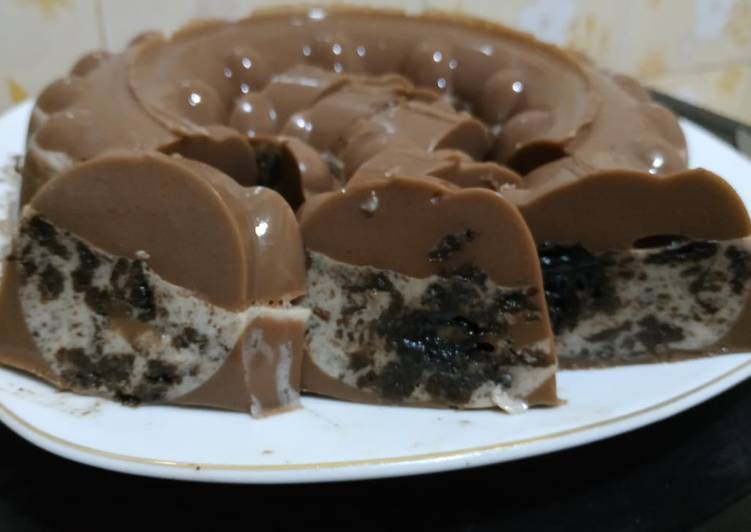 Puding Susu Oreo Coklat