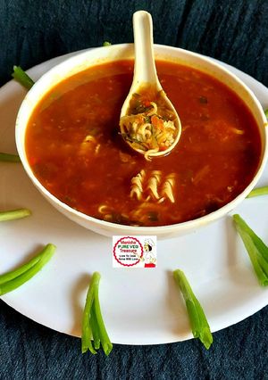 A picture of Hot Spicy Manchow Veg Soup.