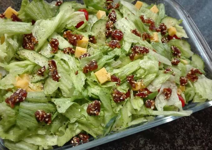 How to Prepare Quick Simple salad topped with sesame Dates