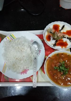 A picture of Rajma rice (kidney beans)(Lunch platter).