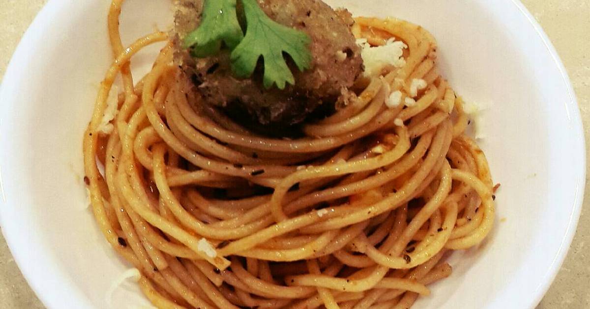 Spaghetti with Cheese and Corn Balls Recipe by P. Poonam Cookpad