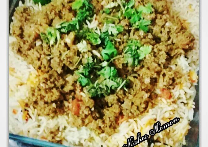 Baked mince mutton biryani