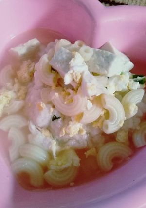 Foto resep Sup Macarroni Telur Tahu (Mpasi 1th+)
