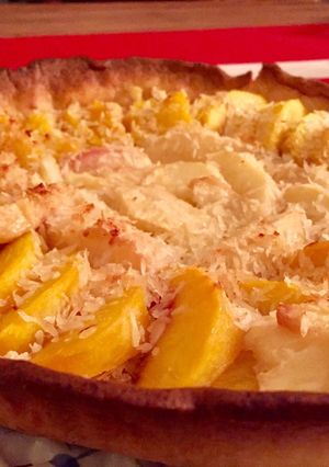 Une photo de Tarte aux nectarines, miel et coco