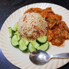 A picture of Chicken Shashlik with Fried Rice (2nd Style)🍛🍛.