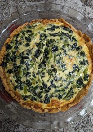 A picture of Bacon, Gruyere and Spinach Quiche.