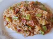 Una foto di risotto pancetta
