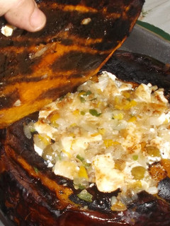 Una foto de Calabaza rellena 4 quesos (a la parrilla)