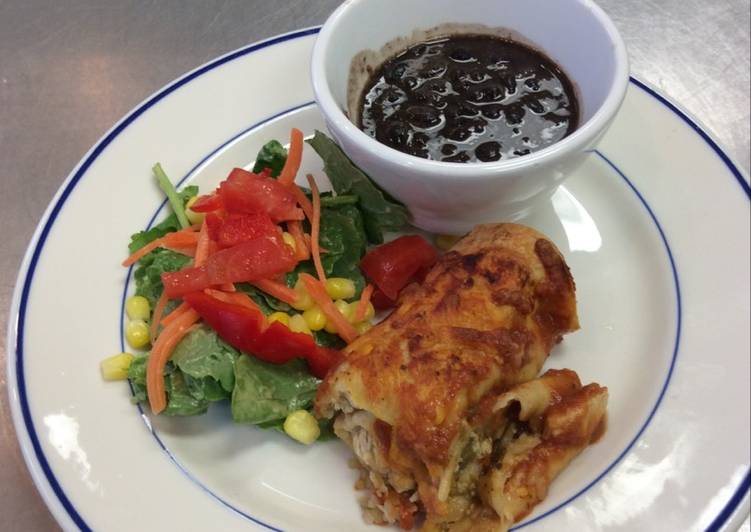 Recipe of Favorite Chicken Enchiladas w/ Black Beans and Mexican Chopped Salad