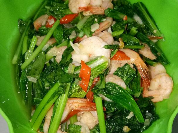 Cara Gampang Membuat Tumis Sawi Hijau with Shrimp Simple Anti Gagal