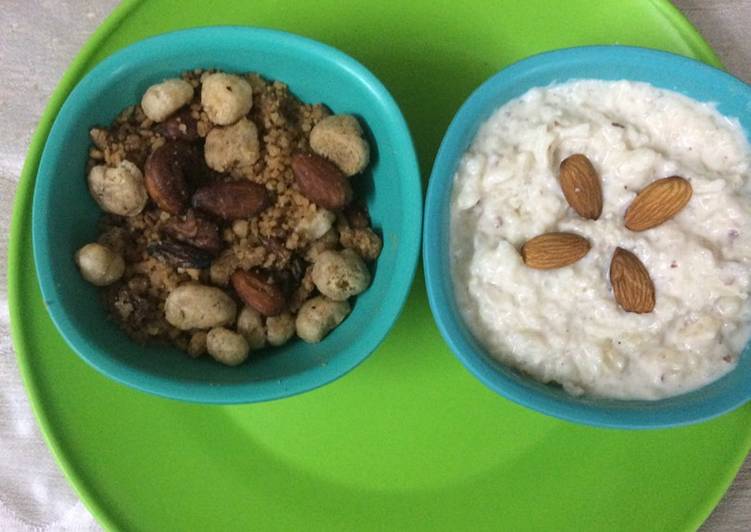 Rice kheer and panjiri