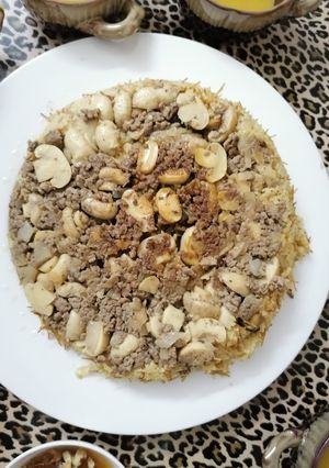 صورة لوصفة برغل بالفطر واللحم