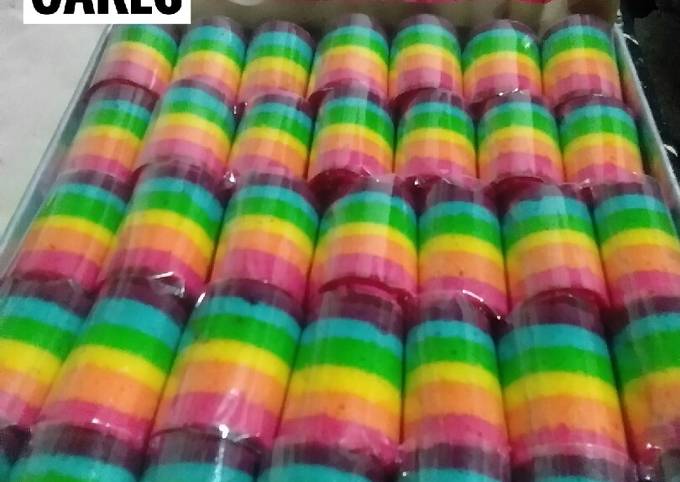 Rainbow mini roll cake